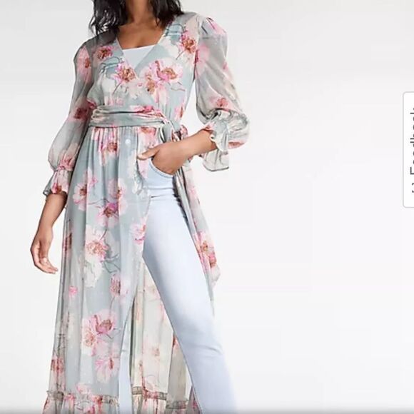 Express Sheer Floral Wrap Sz M/large. Excellent Condition, Never Worn - Picture 3 of 8